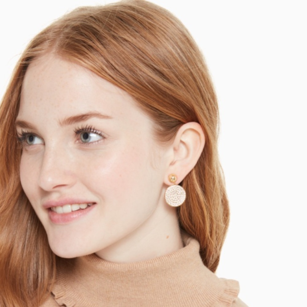 NWT Kate Spade elegant pave disc drop earrings - Picture 2 of 6